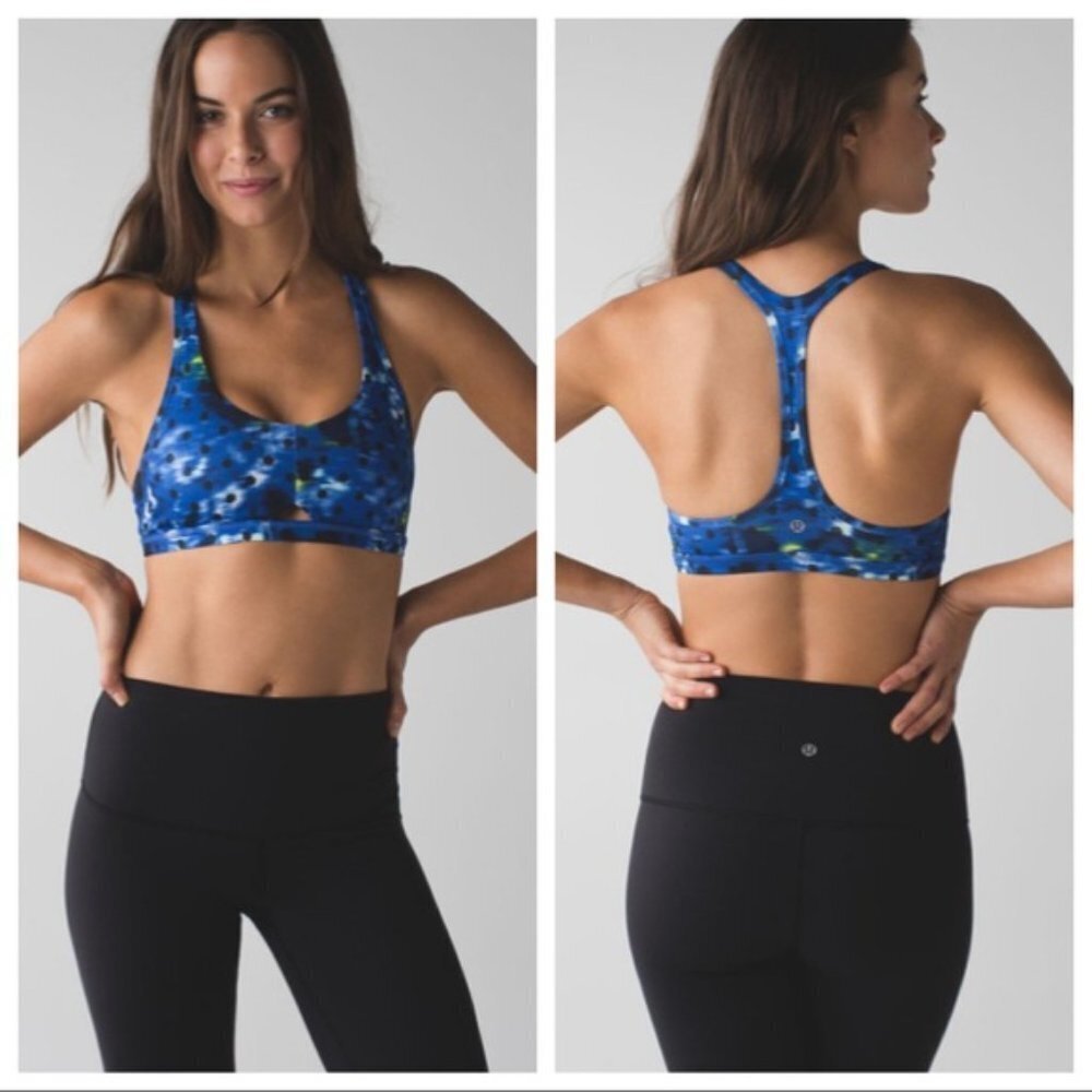 LULULEMON Sapphire Windy Bloom Intrinsic Sport Bra Blue Size 4